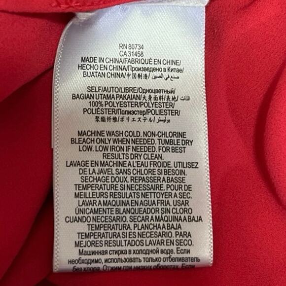 BCBGMaxazria Shana Red Sleeveless V-neck Cami High Low Mini Tank Shift Dress L - Picture 8 of 8